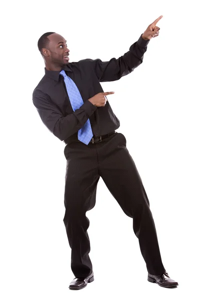 Bonito preto homem apontando — Fotografia de Stock