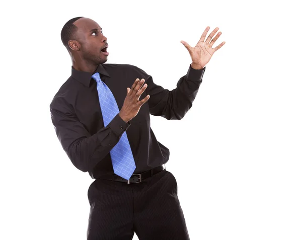 Handsome black man pointing — Stock Photo, Image