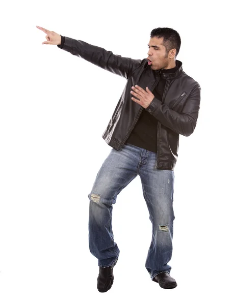 Guapo casual hombre bailando — Foto de Stock