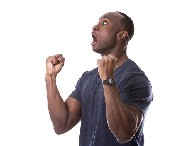 Handsome black man thrilled with excitement — Stock Photo, Image