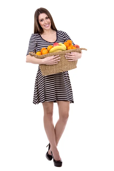 Vrouw bedrijf vruchten — Stockfoto