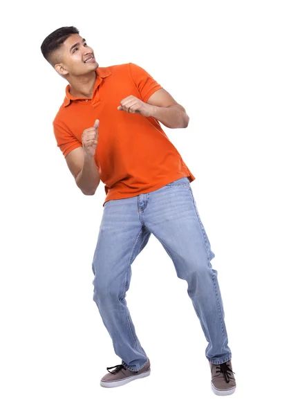 Handsome casual man pointing — Stock Photo, Image