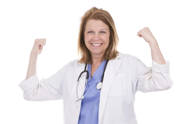 Caucasian doctor on white — Stock Photo, Image