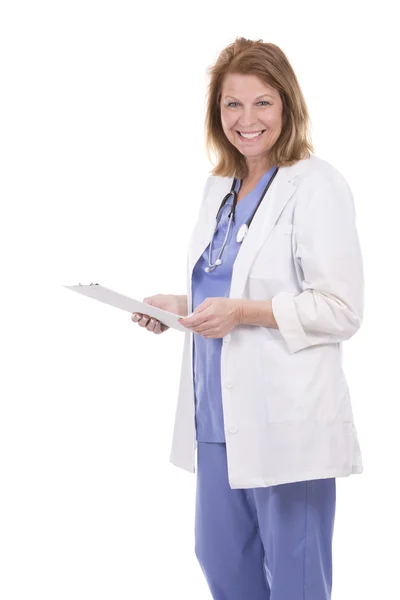 Caucasian doctor on white — Stock Photo, Image