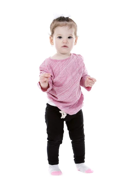 Toddler dziewczynka na białym tle — Zdjęcie stockowe