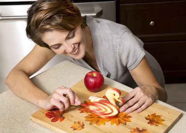 Woman with apples — Stock Photo, Image