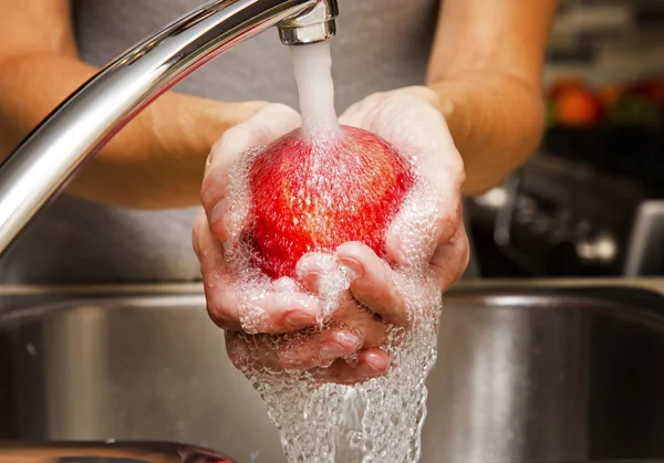 Washing apple Stock Image