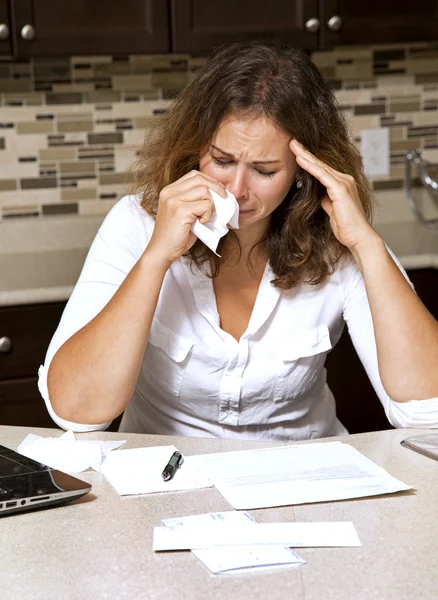 Woman and bills — Stock Photo, Image