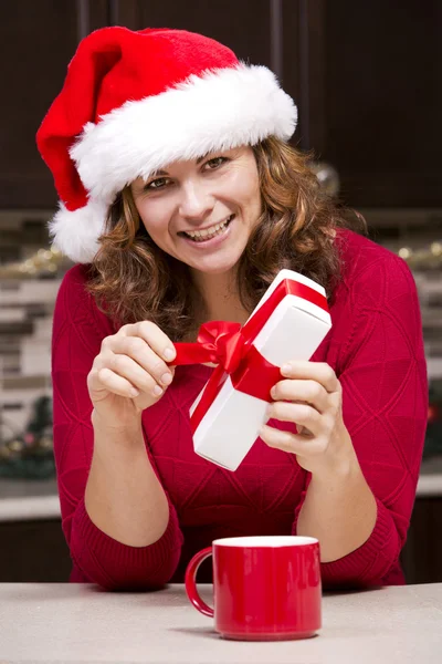 Mujer sosteniendo regalo de Navidad —  Fotos de Stock