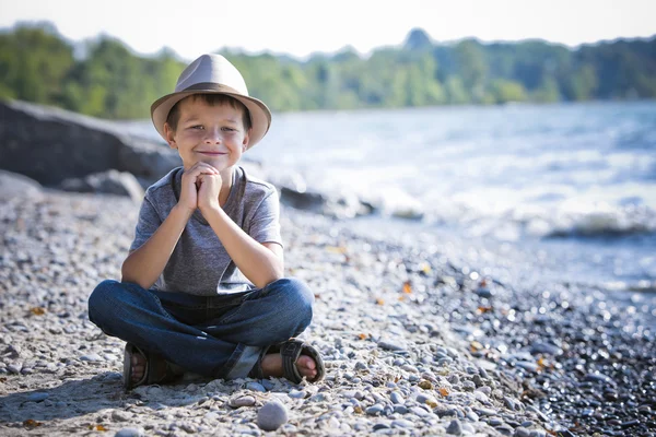 Portrait of a little boy wearing hat — Stock Photo, Image