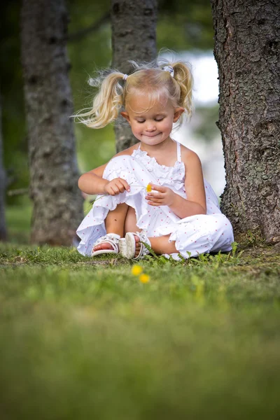 Klein meisje in het park — Stockfoto