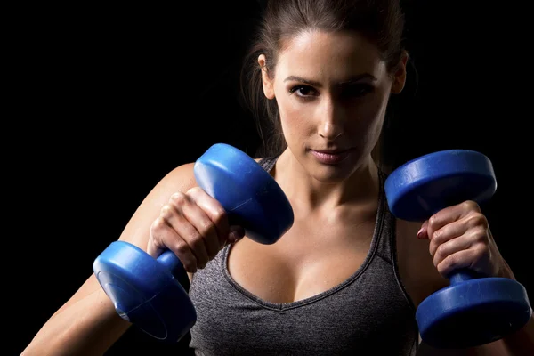 Fitness woman on black background — Stock Photo, Image