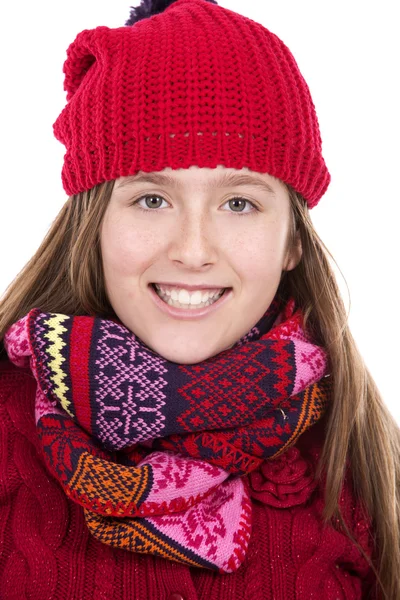 Caucasian girl on white background — Stock Photo, Image