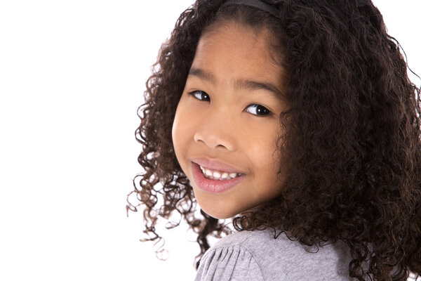 ethnic girl on white background