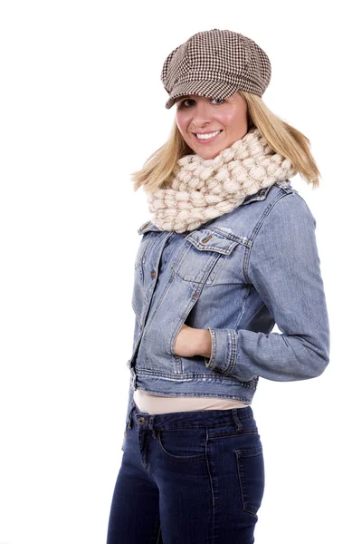 Blond woman on white background Stock Image