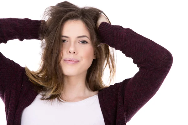 Gelukkig jonge brunette — Stockfoto