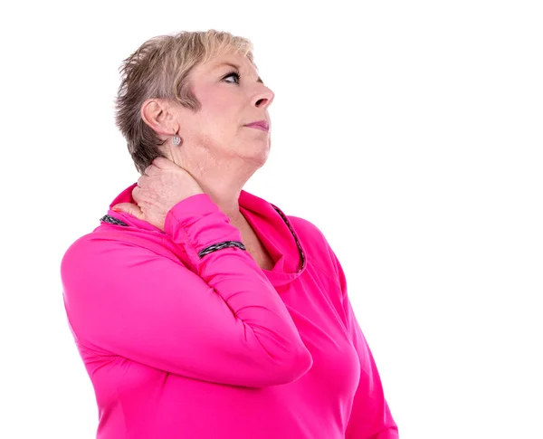 Mujer con dolor de cuello — Foto de Stock