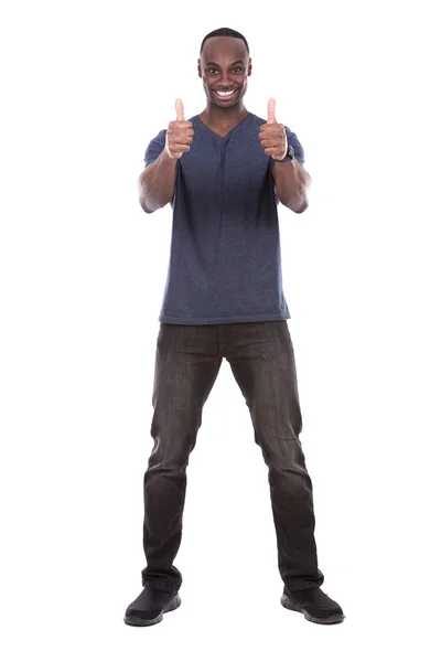 Thumbs up from handsome black man — Stock Photo, Image