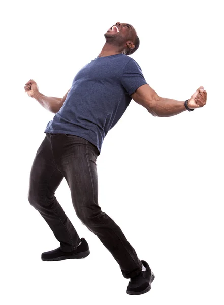 Guapo negro hombre gritando con emoción — Foto de Stock