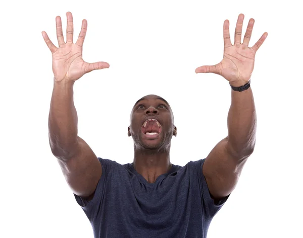 Красивый черный мужчина кричит от волнения — стоковое фото