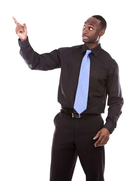 Guapo hombre negro señalando — Foto de Stock