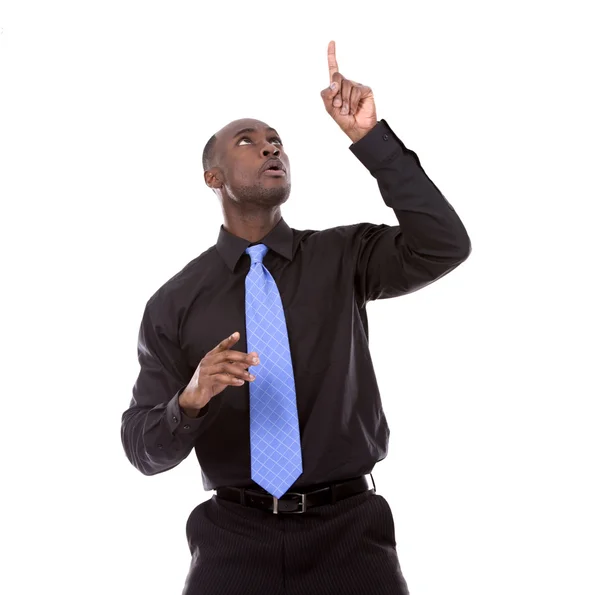 Guapo hombre negro señalando — Foto de Stock