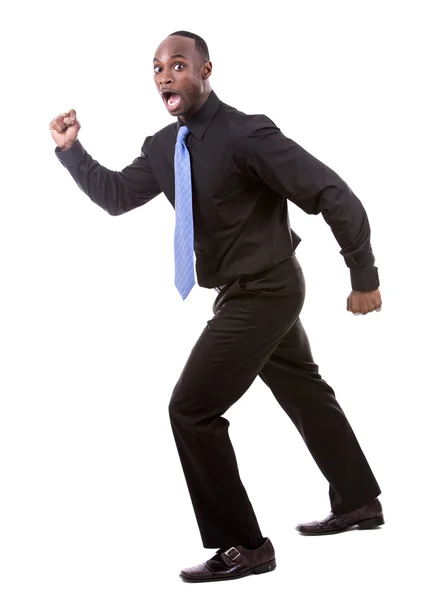 Black businessman running — Stock Photo, Image