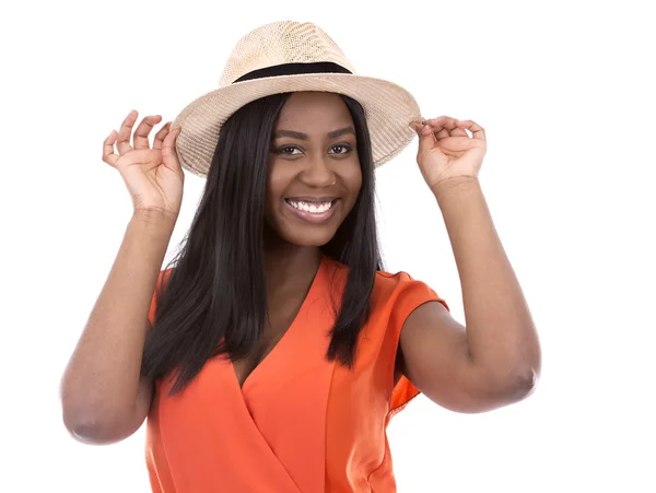 Summer woman on white — Stock Photo, Image