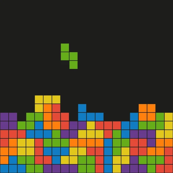 Dunkler flacher Tetris Hintergrund — Stockvektor