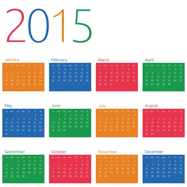 2015 calendar template — Stock Vector