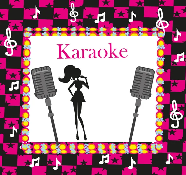 Karaoke avond, abstracte illustratie met microfoon en zanger — Stockvector