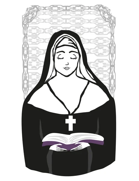 Vector illustration of nun — Stock Vector