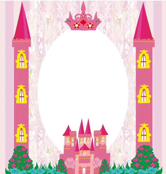 美丽的童话般的粉色城堡框架 — 图库矢量图片