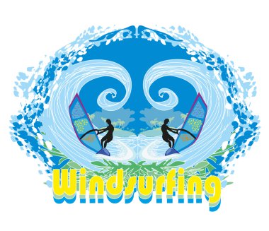 Dalgadaki rüzgar sörfçüsü - Soyut çerçeve