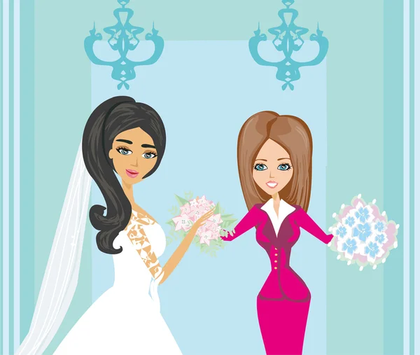 Wedding planner e sposa — Vettoriale Stock