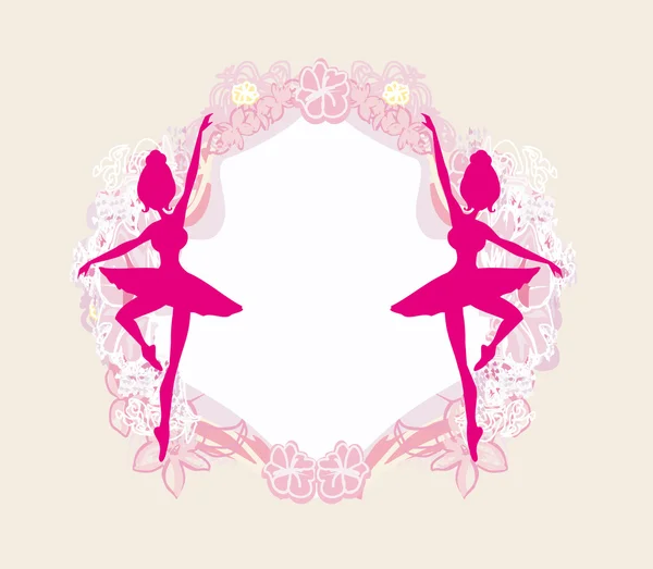 Красивая балерина - винтажная рамка — стоковый вектор