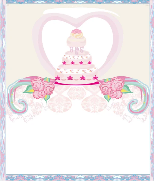 Diseño de tarjeta de pastel de boda — Vector de stock