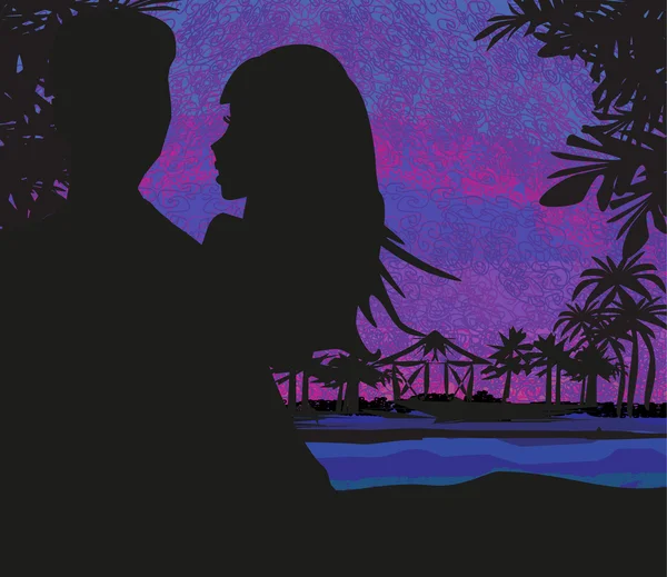 Couple en vacances tropicales — Image vectorielle