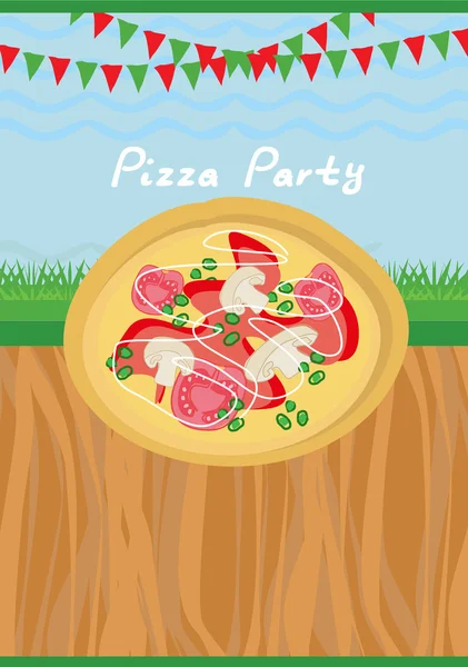 Menukaart van pizza partij poster — Stockvector