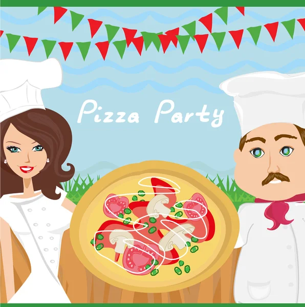Pizza party poster menu — Stock Vector