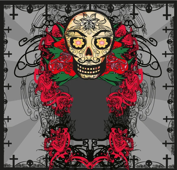 Tarjeta con cráneo mexicano — Archivo Imágenes Vectoriales