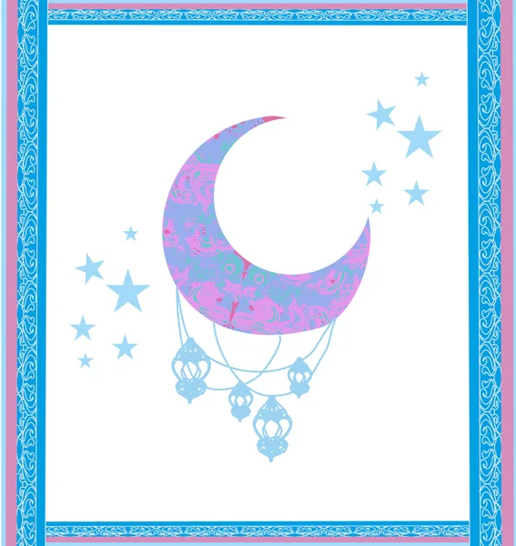 Ευχετήρια κάρτα για το Ραμαζάνι με φεγγάρι — Διανυσματικό Αρχείο