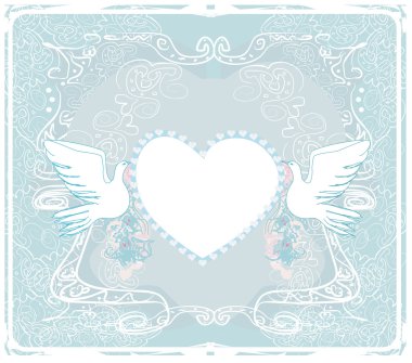 Aşk kuşlarının olduğu romantik kart - Düğün davetiyesi