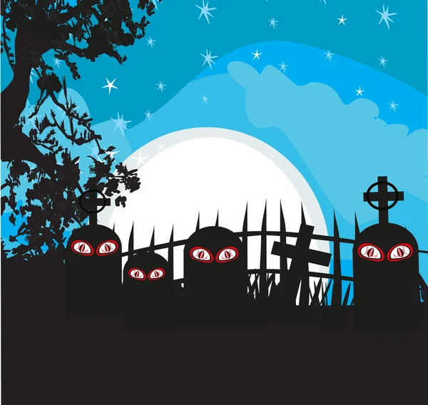 Halloween táj temetővel — Stock Vector