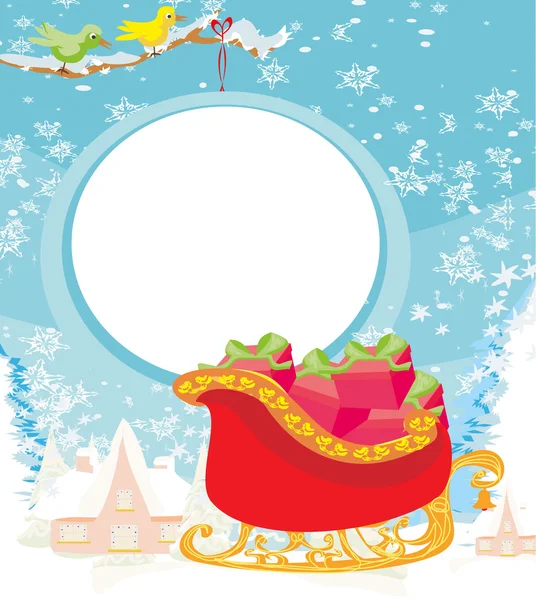圣诞老人雪橇圣诞贺卡 — 图库矢量图片