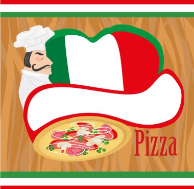 Pizzalı şef - Mesajınız için aralığı olan soyut kart