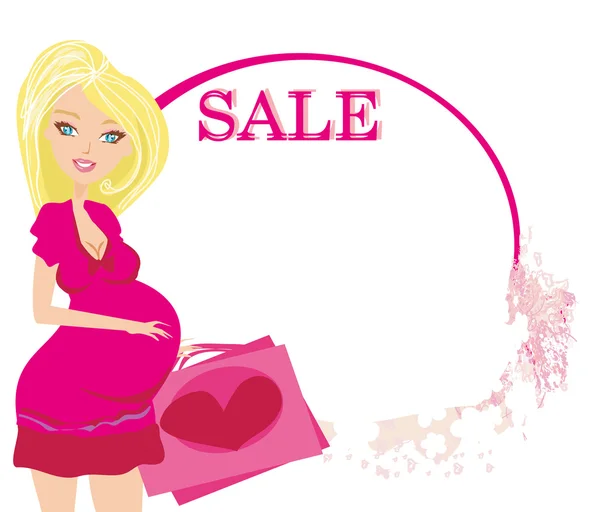 Happy pregnant mother shopping for baby — Stock Vector