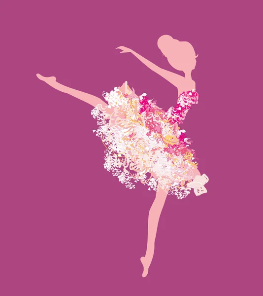 Belle silhouette de ballerine vintage — Image vectorielle