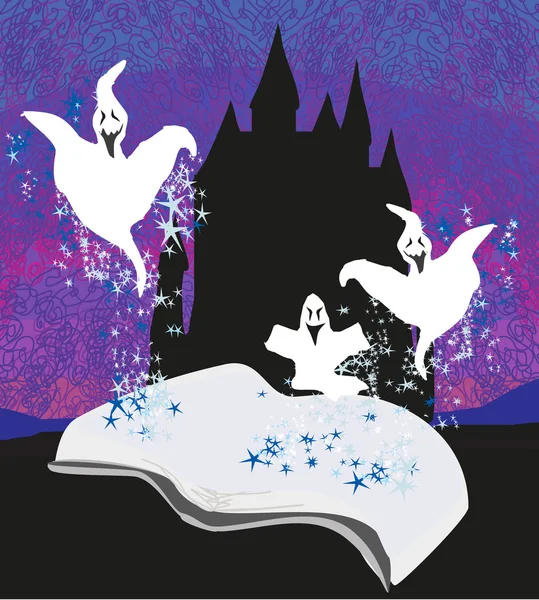 Magische boek met spookverhalen — Stockvector