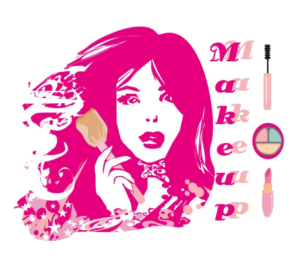Make-up girl - abstract portrait — Stock Vector